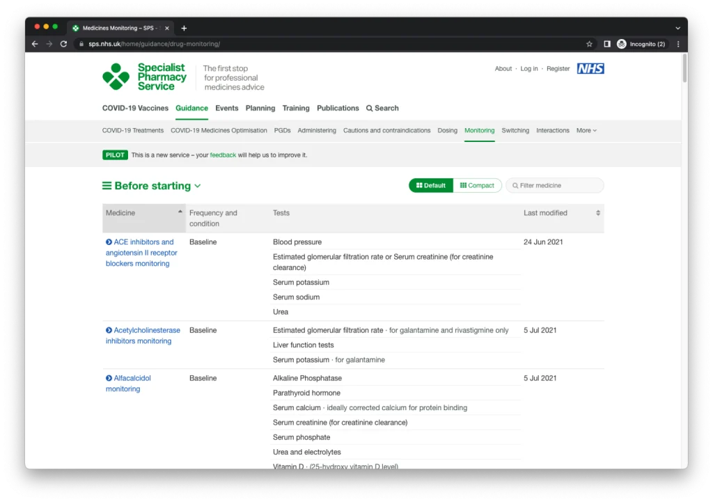 a screenshot of the sps monitoring tool