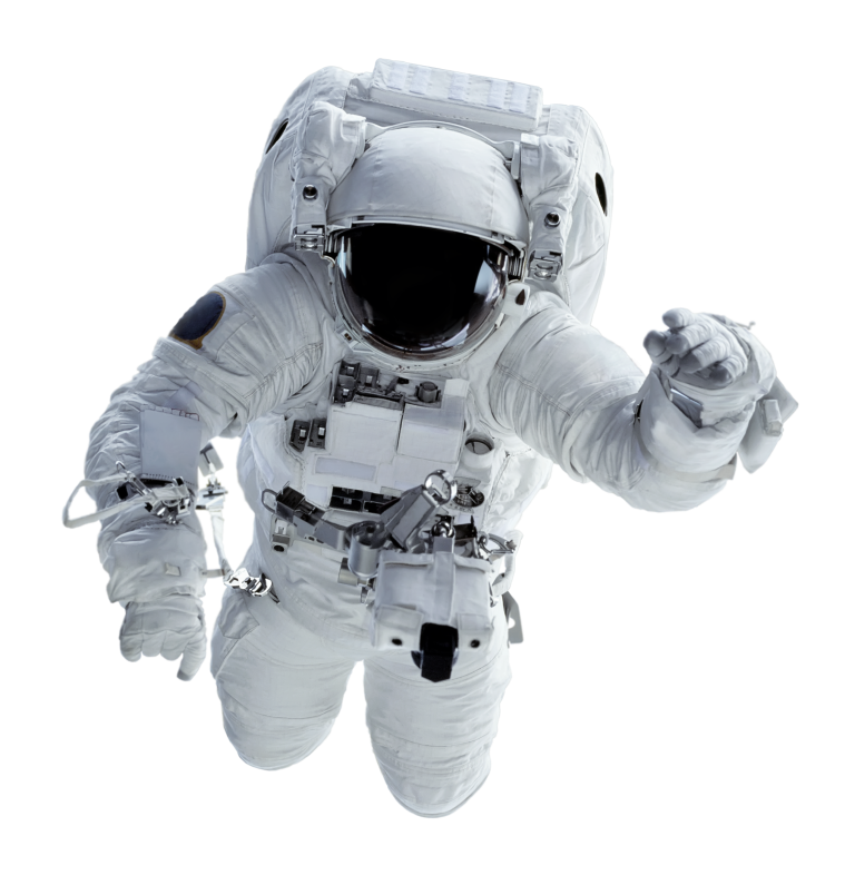 astronaut drifting towards you through space