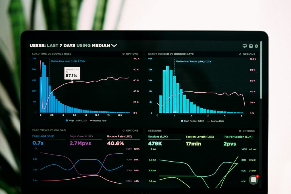 a laptop with some energy graphs on it